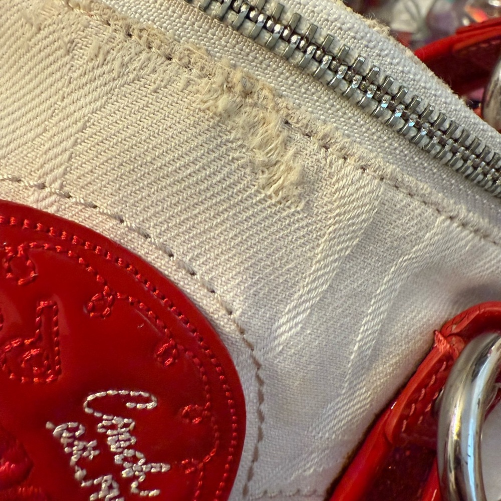 Coach Cream Tote with Red Heart Accents and Straps - Picture 15 of 15